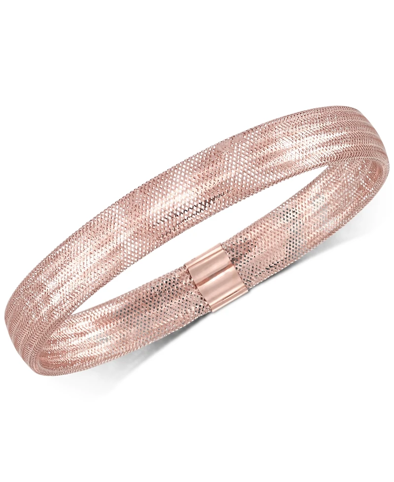 Italian Gold Stretch Bangle Bracelet 14k Yellow, White or Rose Gold, Made Italy