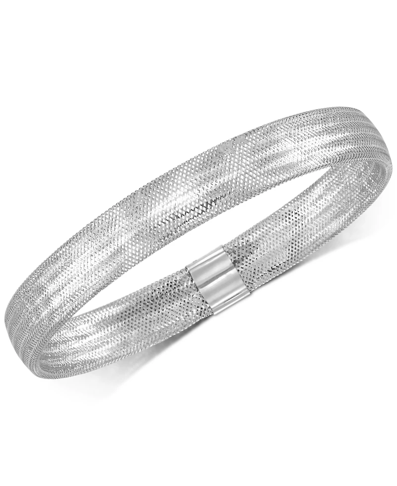 Italian Gold Stretch Bangle Bracelet 14k Yellow, White or Rose Gold, Made Italy