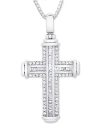 Men's Diamond Cross 22" Pendant Necklace (1 ct. t.w.) in Sterling Silver