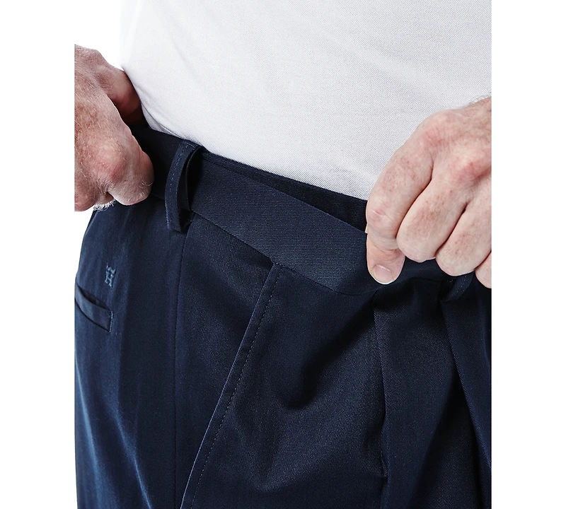 Haggar Men's Big & Tall Premium No Iron Khaki Classic-Fit Pleated Hidden Expandable Waistband Pants