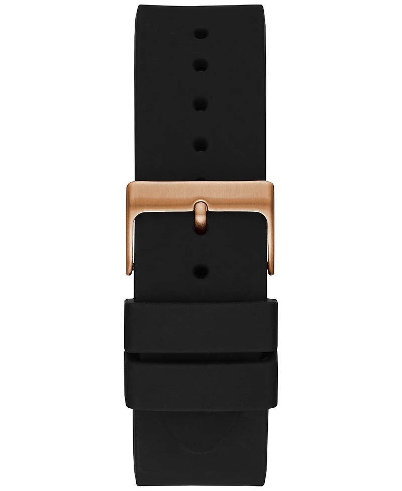 Guess Men's Black Silicone Strap Watch 45mm