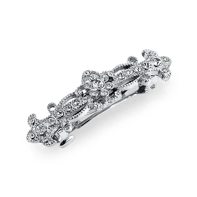 2028 Silver-Tone Crystal Small Barrette