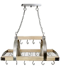 Elegant Designs 2 Light Kitchen Wood Pot Rack with Downlights