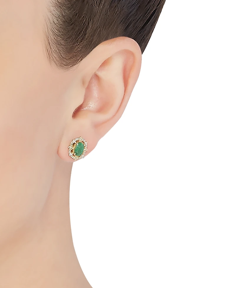 Sapphire (1-1/3 ct. t.w.) & Diamond (1/8 Stud Earrings 14k Yellow Gold (Also Available Ruby Emerald)