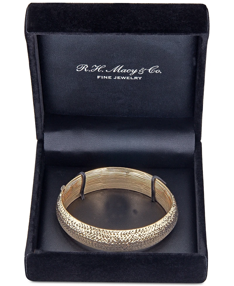 Diamond-Cut Wide Bangle Bracelet in 14k Gold