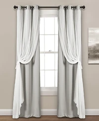 Solid and Sheer Layered 38" x 84" Blackout Curtain Set