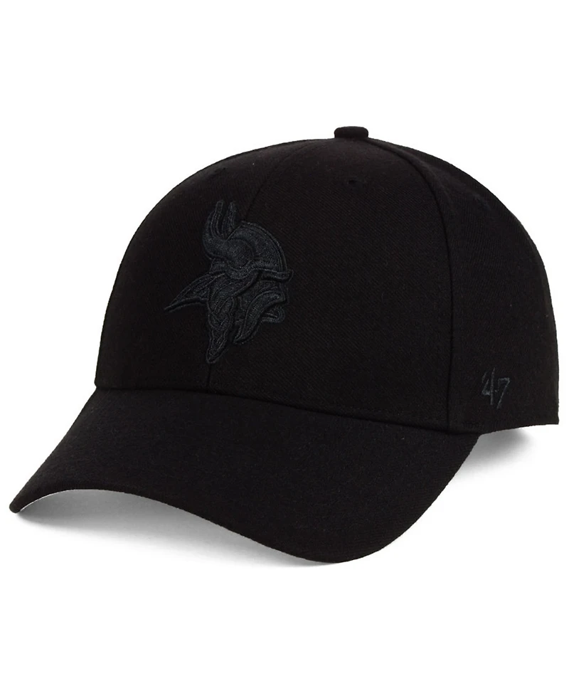 '47 Brand Minnesota Vikings Black & Black Mvp Strapback Cap