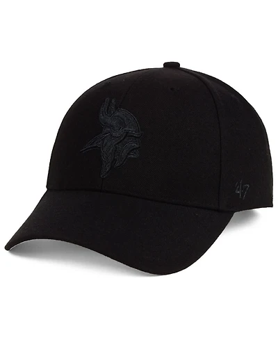 '47 Brand Minnesota Vikings Black & Black Mvp Strapback Cap