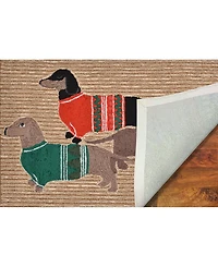 Liora Manne Front Porch Indoor/Outdoor Holiday Hounds Neutral 2'6" x 4' Area Rug