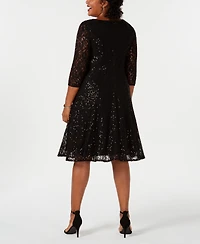 Sl Fashions Plus Sequined Lace Dress