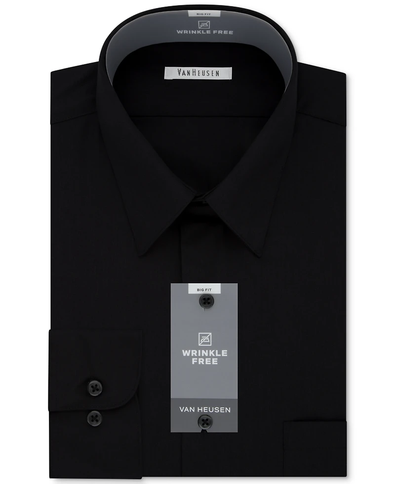 Van Heusen Men's Bigger Fit Wrinkle Free Poplin Solid Dress Shirt
