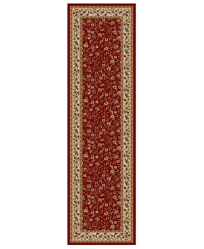 Closeout!! Km Home Pesaro Floral Red 2'2" x 7'7" Runner Area Rug