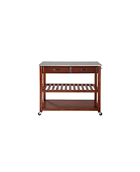 Stainless Steel Top Kitchen Cart Island With Optional Stool Storage