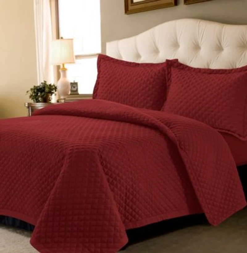 Tribeca Living Brisbane Microfiber Solid Oversized Quilt Sets