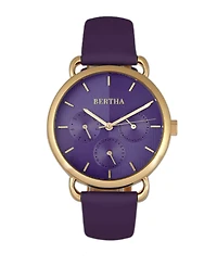 Bertha Quartz Gwen Collection Purple Leather Watch 36Mm