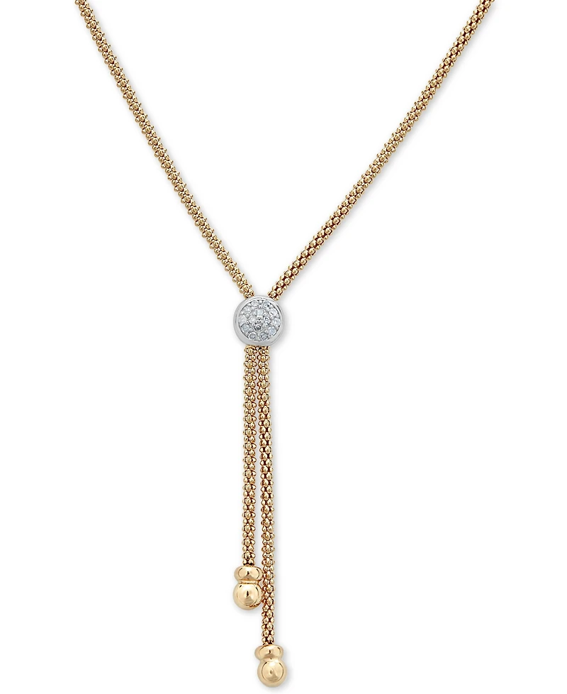 Diamond Two-Tone Lariat Necklace (1/8 ct. t.w.) in 14k Gold-Plated Sterling Silver, 20" + 3" extender