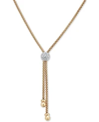 Diamond Two-Tone Lariat Necklace (1/8 ct. t.w.) in 14k Gold-Plated Sterling Silver, 20" + 3" extender