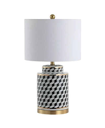 Jonathan Y Ellie 24.5" Tumbling Block Ceramic,Metal Led Table Lamp