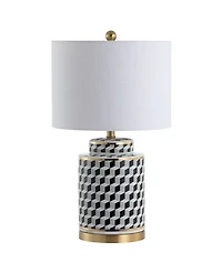 Jonathan Y Ellie 24.5" Tumbling Block Ceramic,Metal Led Table Lamp