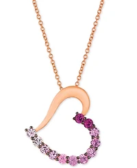 Le Vian Strawberry Layer Cake Multi-Gemstone Ombre Heart 18" Pendant Necklace in 14k Rose Gold