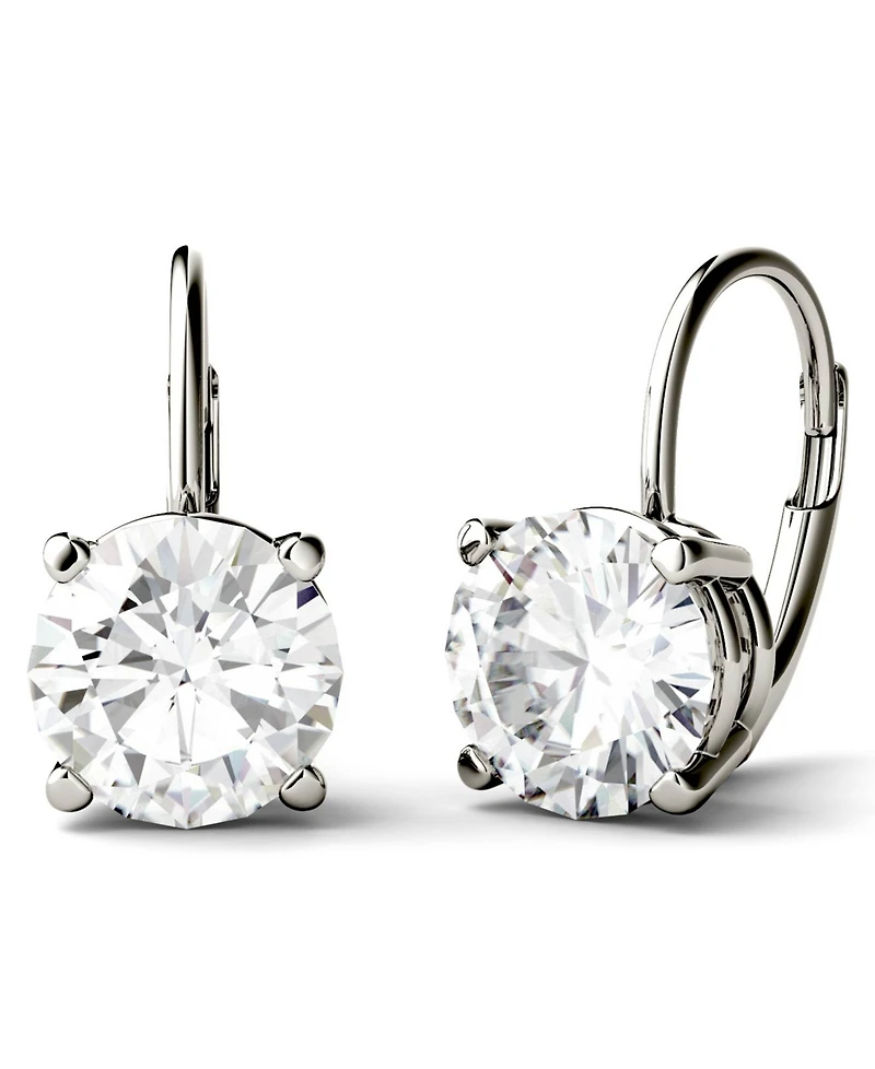 Moissanite Leverback Earrings (3 ct. t.w. Diamond Equivalent) 14k White or Yellow Gold