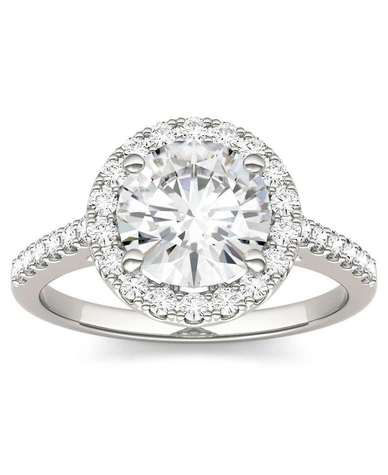 Moissanite Round Halo Ring (2-1/3 ct. tw. Diamond Equivalent) 14k White Gold