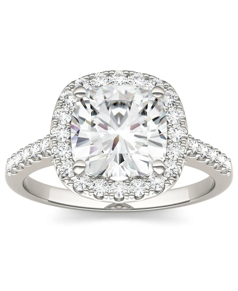 Moissanite Cushion Halo Ring (2-7/8 ct. tw. Diamond Equivalent) 14k White Gold