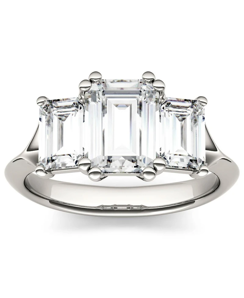 Moissanite Emerald Three Stone Ring (2-9/10 ct. tw.) 14k White Gold