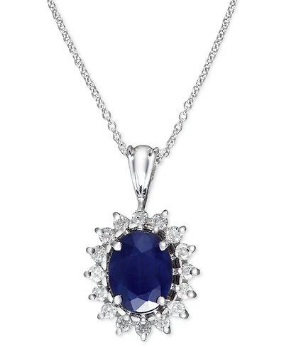 Effy Sapphire and Diamond Oval Pendant 14k White Gold Yellow Gold, Created for Macy's (Also available Emerald)