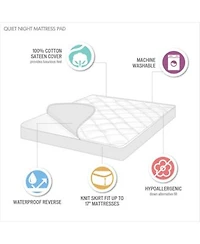 Madison Park Quiet Nights Quilted Diamond Down Alternative Waterproof 300 Thread Count Cotton Sateen Mattress Pads