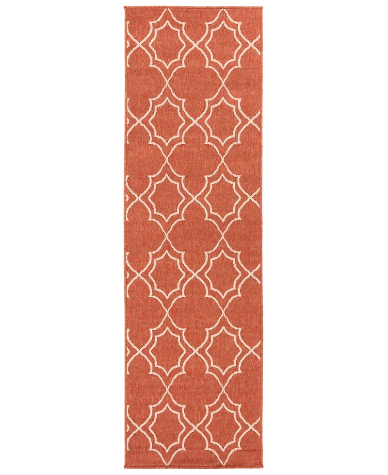 Closeout! Livabliss Alfresco Alf-9591 Rust 2'3" x 11'9" Runner Area Rug, Indoor/Outdoor
