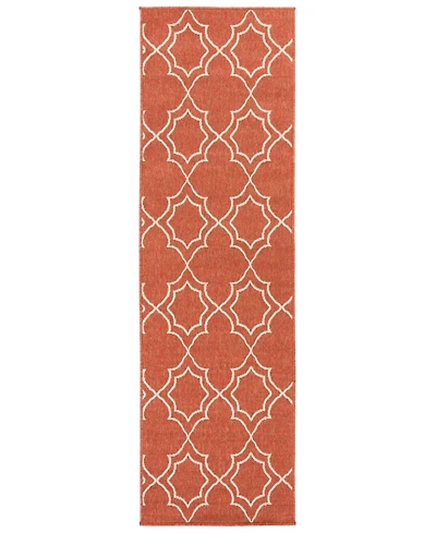 Closeout! Livabliss Alfresco Alf-9591 Rust 2'3" x 11'9" Runner Area Rug, Indoor/Outdoor