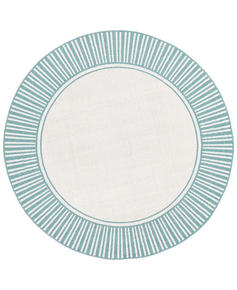 Livabliss Alfresco Alf-9680 Teal 5'3" Round Area Rug, Indoor/Outdoor