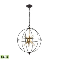 Loftin 6 Light Chandelier in Oil Rubbed Bronze with Satin Brass Accents