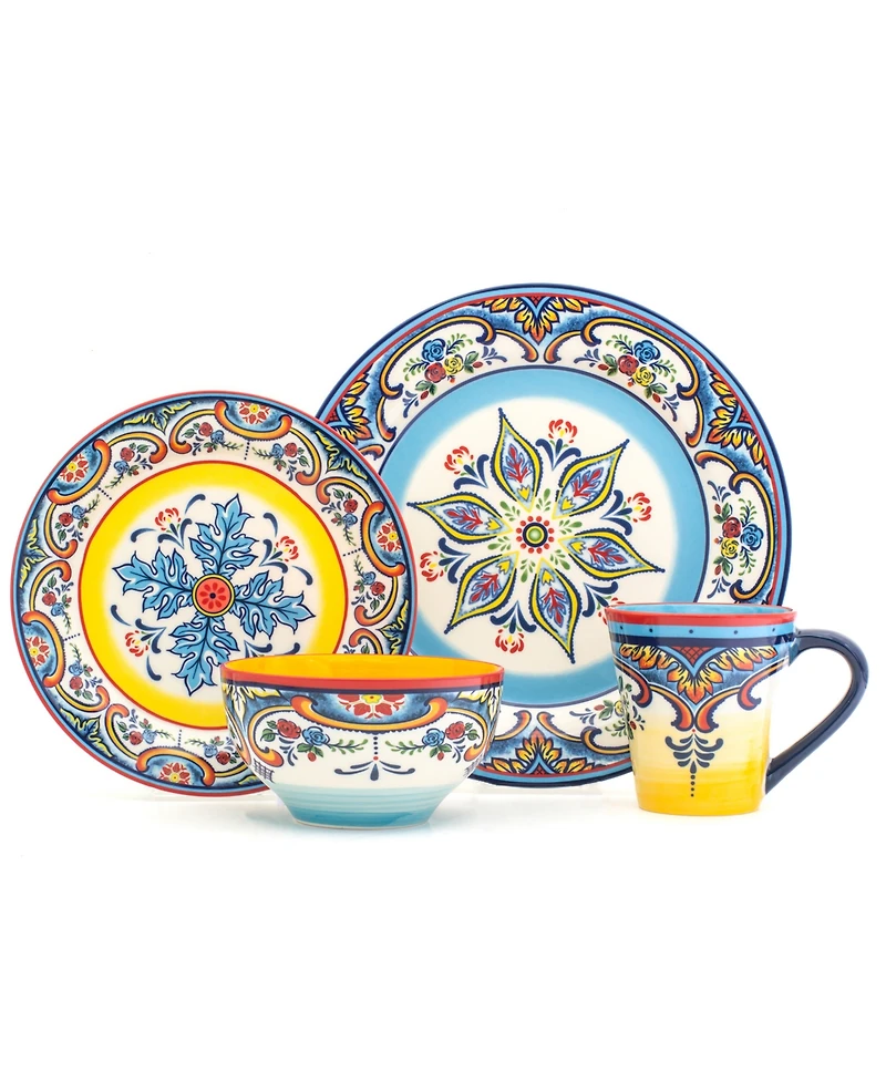 Euro Ceramica Zanzibar 16 Pc. Dinnerware Set, Service for 4