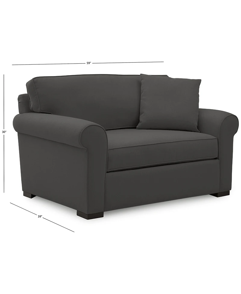 Closeout! Astra 59" Roll Arm Fabric Chair Bed, Created for Macy's