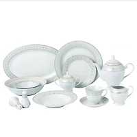 Lorren Home Trends Carlotta-Mix and Match Gold Trim 57-pc Dinnerware Set, Service for 8
