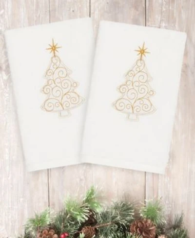 Linum Home Christmas Tree Scroll 100 Turkish Cotton Hand Towel