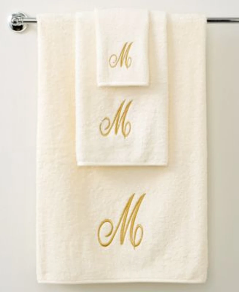 Avanti Monogram Initial Script Ivory Gold Bath Towels