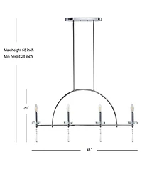 Jonathan Y Doris 4-Light Linear Metal, Crystal Led Pendant
