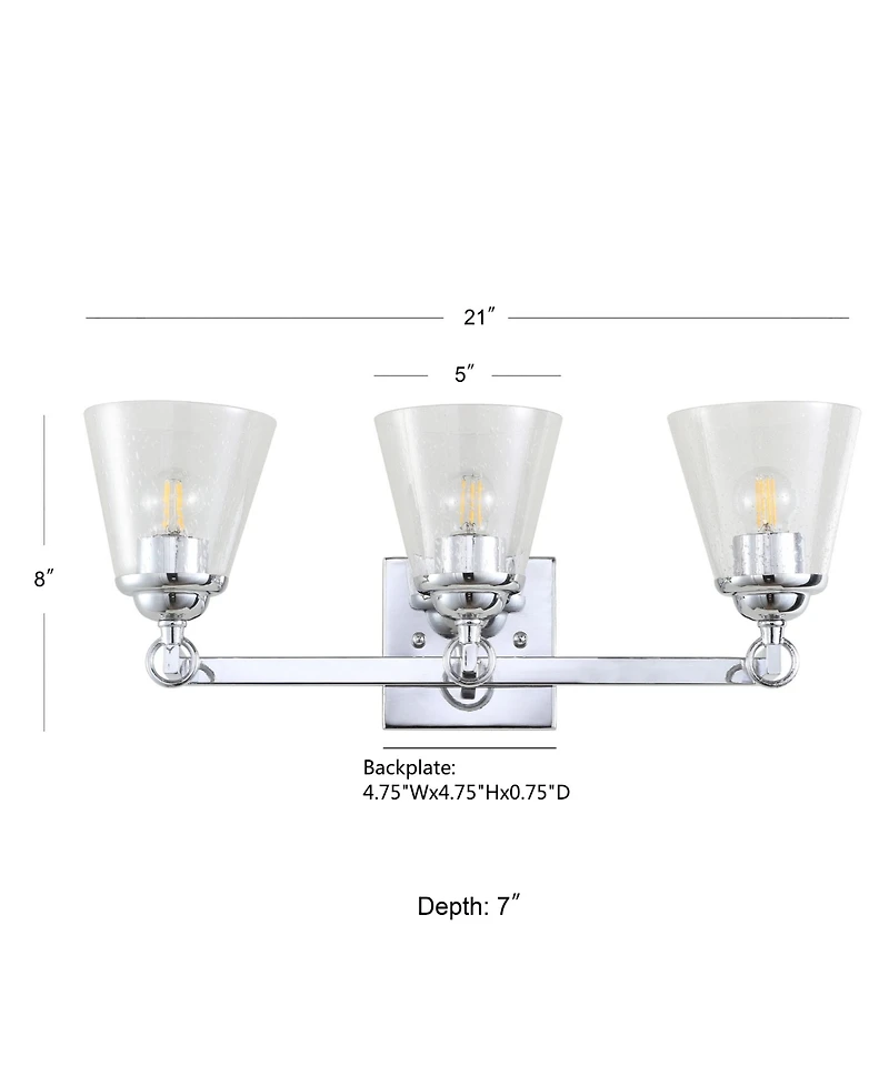Jonathan Y Marion 3-Light Hurricane Metal, Glass Vanity Light