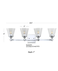 Jonathan Y Marion 4-Light Hurricane Metal, Glass Vanity Light