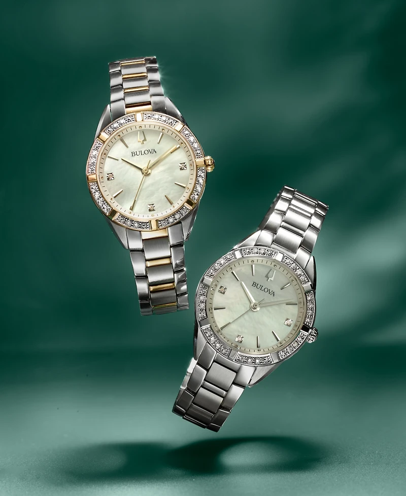 Bulova Women's Sutton Diamond (1/10 ct. t.w.) Stainless Steel Bracelet Watch 32.5mm