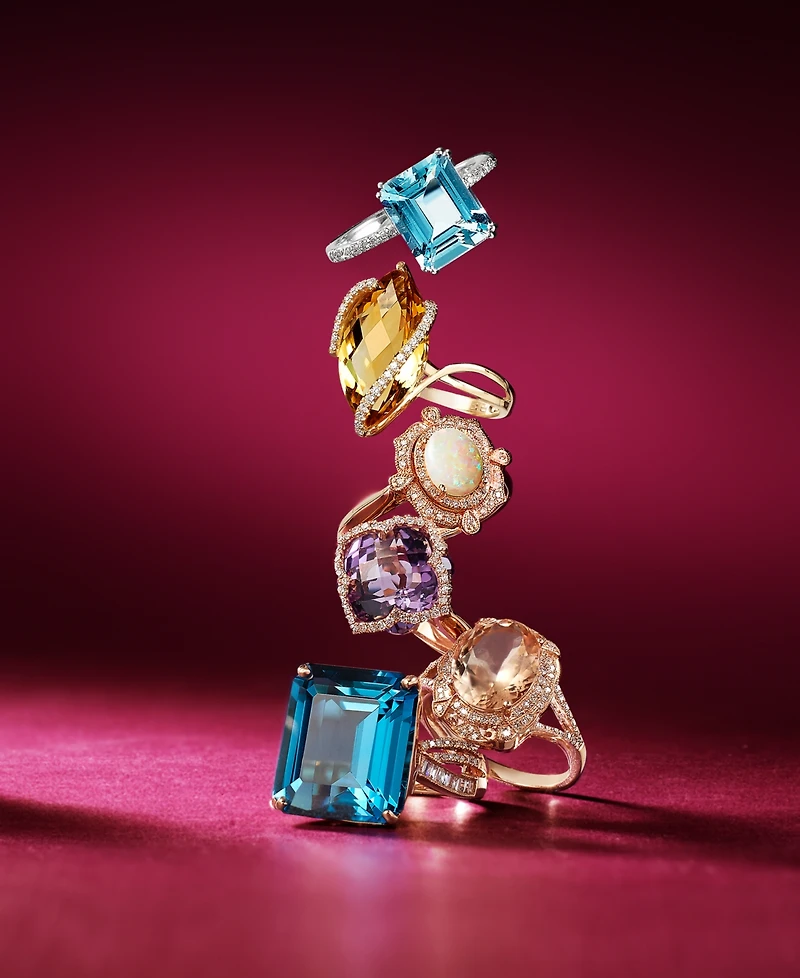 Effy Amethyst (5-3/4 ct. t.w.) and Diamond (1/5 Clover Ring 14k Rose Gold