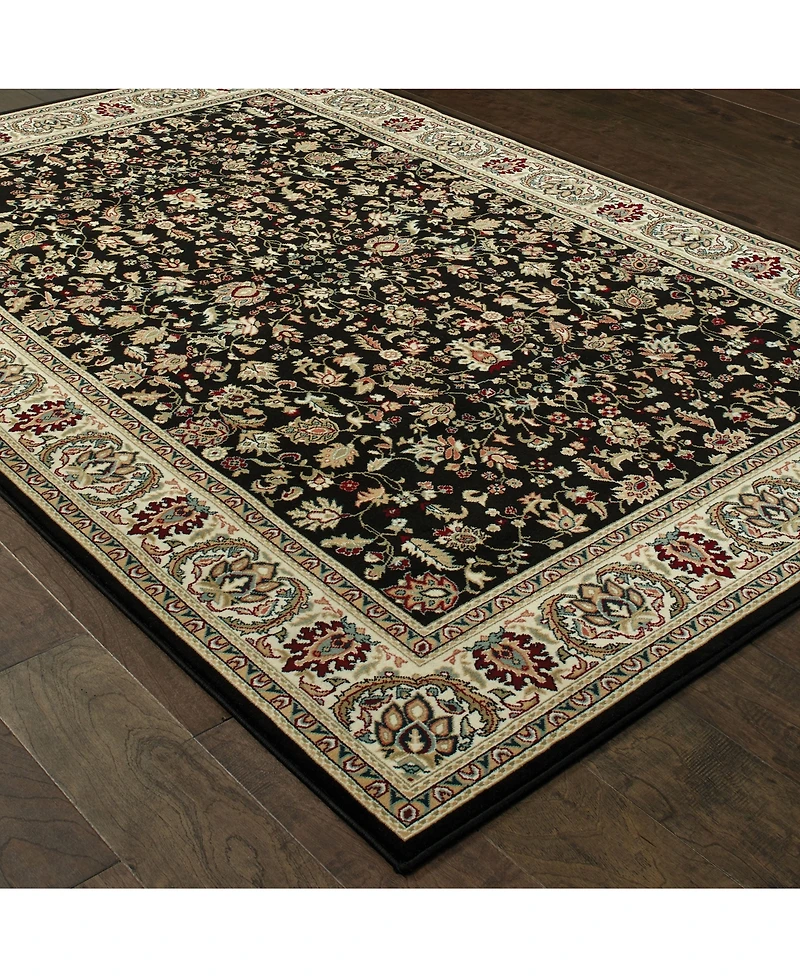 Closeout! Oriental Weavers Kashan 108B Black/Ivory 2'3" x 7'6" Runner Area Rug
