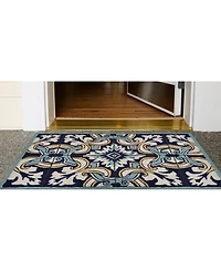 Liora Manne' Ravella 2253 Floral Tile Blue 2' x 3' Indoor/Outdoor Area Rug