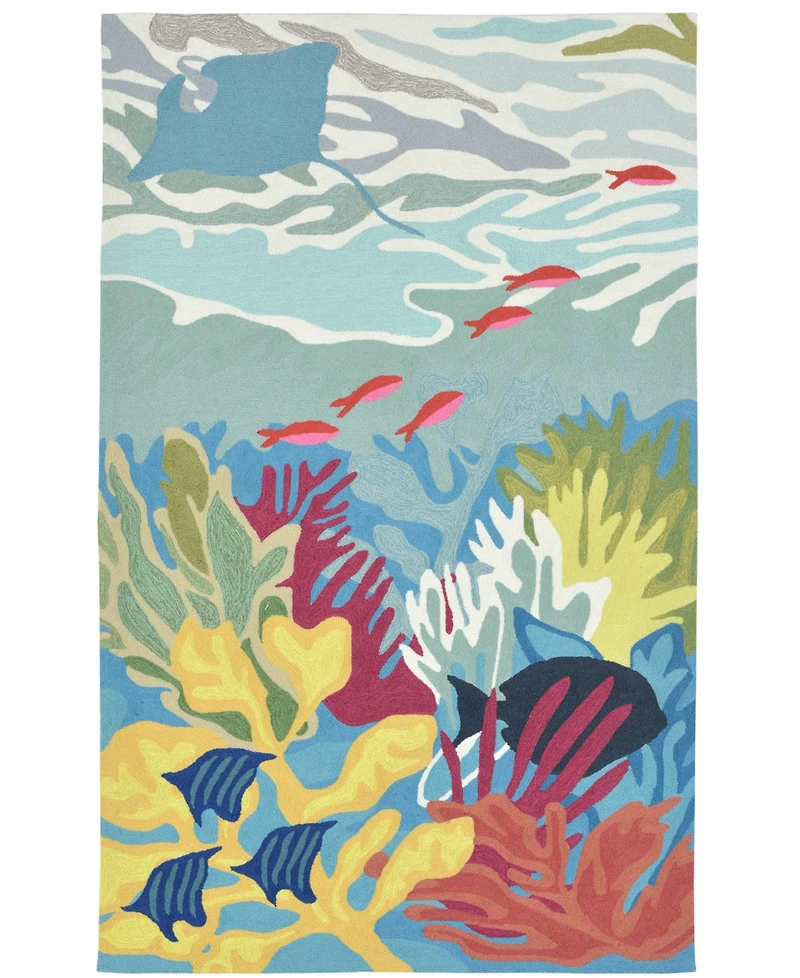 Liora Manne' Ravella 2275 Ocean View Blue 2' x 5' Indoor/Outdoor Area Rug