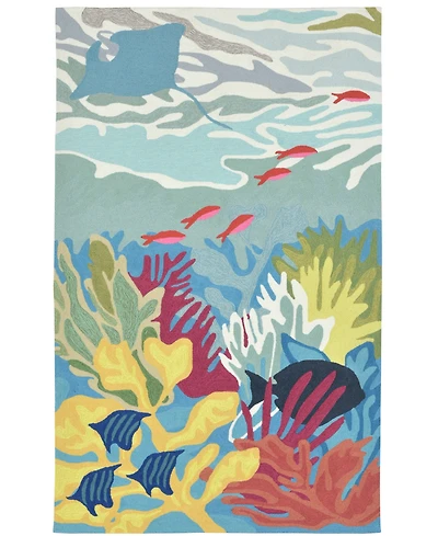 Liora Manne' Ravella 2275 Ocean View Blue 2' x 5' Indoor/Outdoor Area Rug