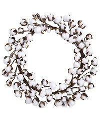 Nearly Natural 20" Cotton Ball Wreath