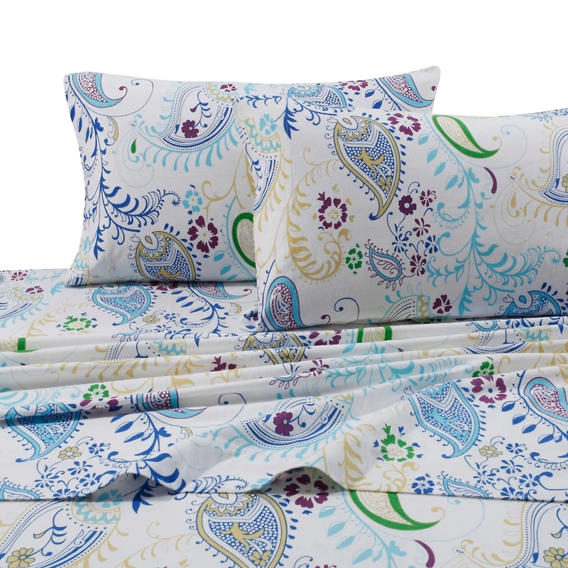 Tribeca Living Paisley Garden Extra Deep Pocket Flannel Sheet Set